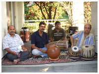 With Pt. Abhijit Banerjee and other musicians at a Workshop, Whittier College, Whittier, CA